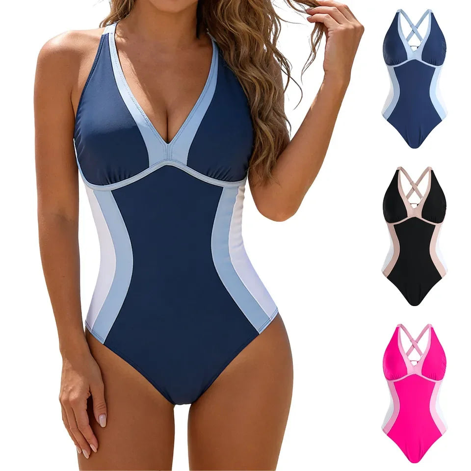 Color Block Slimming Swimsuit