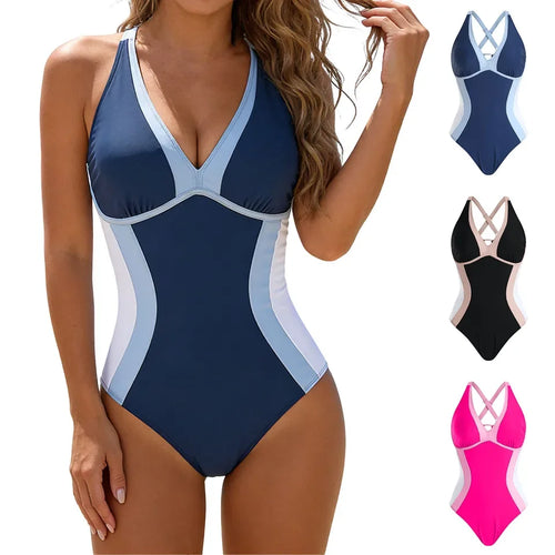 Color Block Slimming Swimsuit